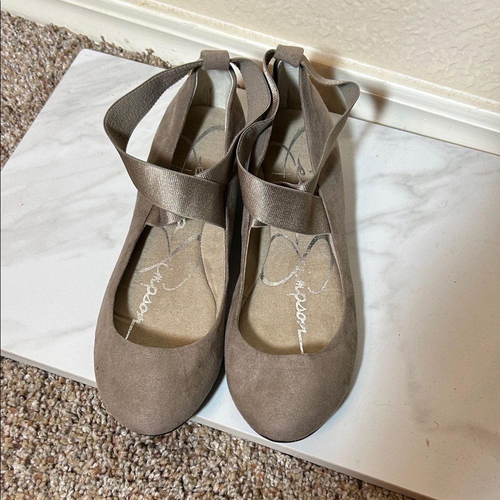 Jessica Simpson Taupe Flats with Straps
